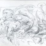 Ulrich Reimkasten, Frau und Juengling, Zeichnung