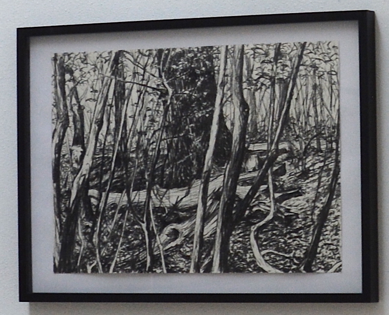 HELGE HOMMES & SAXANA Nr.26 Plein air Kohlezeichnung im Glaskasten rahmen 50 x 70 cm Kopie HELGE HOMMES & SAXANA - plen air Kohlezeichnung - Image 1