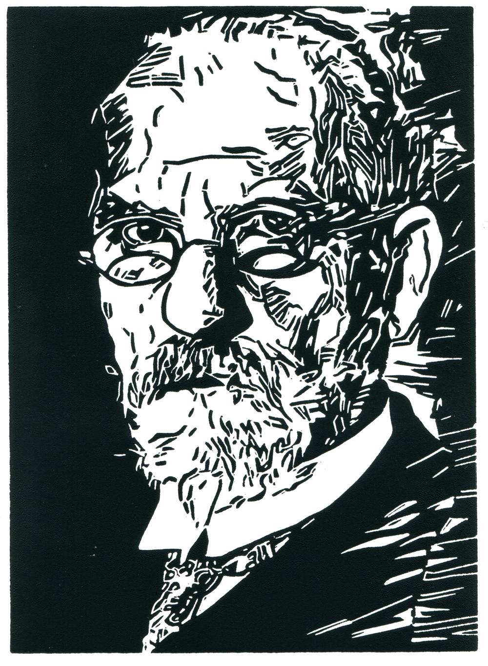 JAKOB KIRCHHEIM Edmund Husserl, LinoldruckPapier, 21 x 15,2 cm, A4, 202122, 480 Euro JAKOB KIRCHHEIM - Edmund Hussert - Image 1