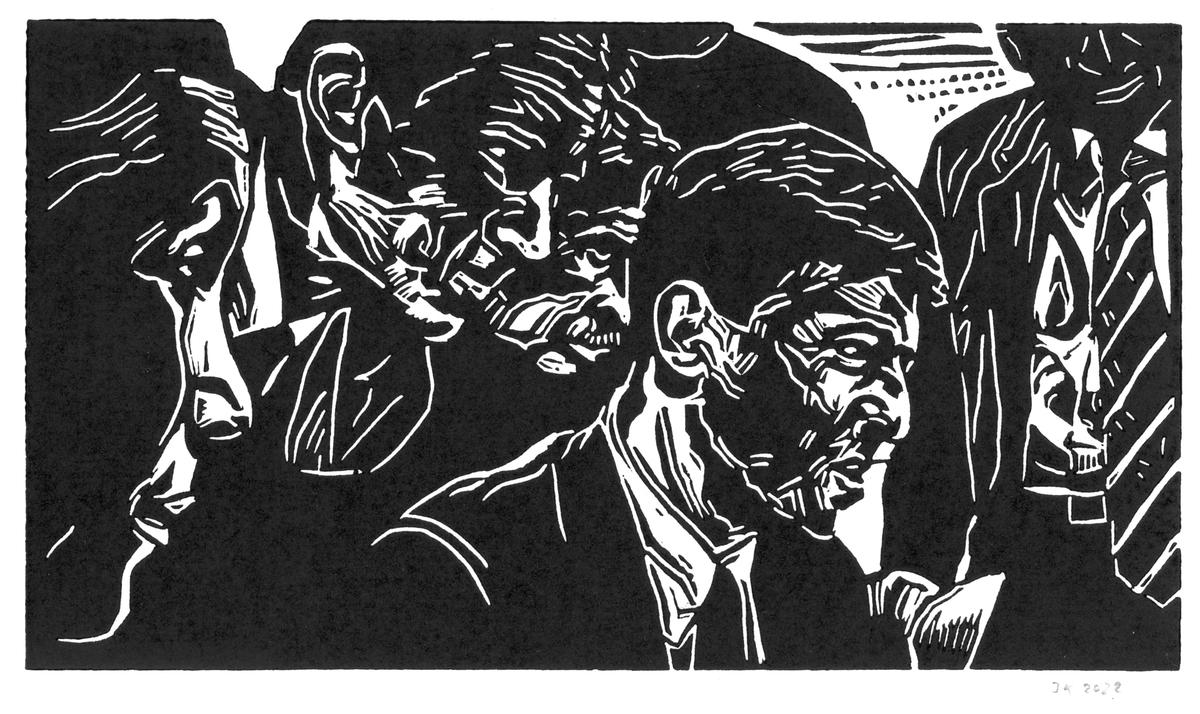 JAKOB KIRCHHEIM Putins Zeugen, LinoldruckPapier, 14 x 24 cm, A4, 2022, 460 Euro JAKOB KIRCHHEIM - Putins Zeugen - Image 1