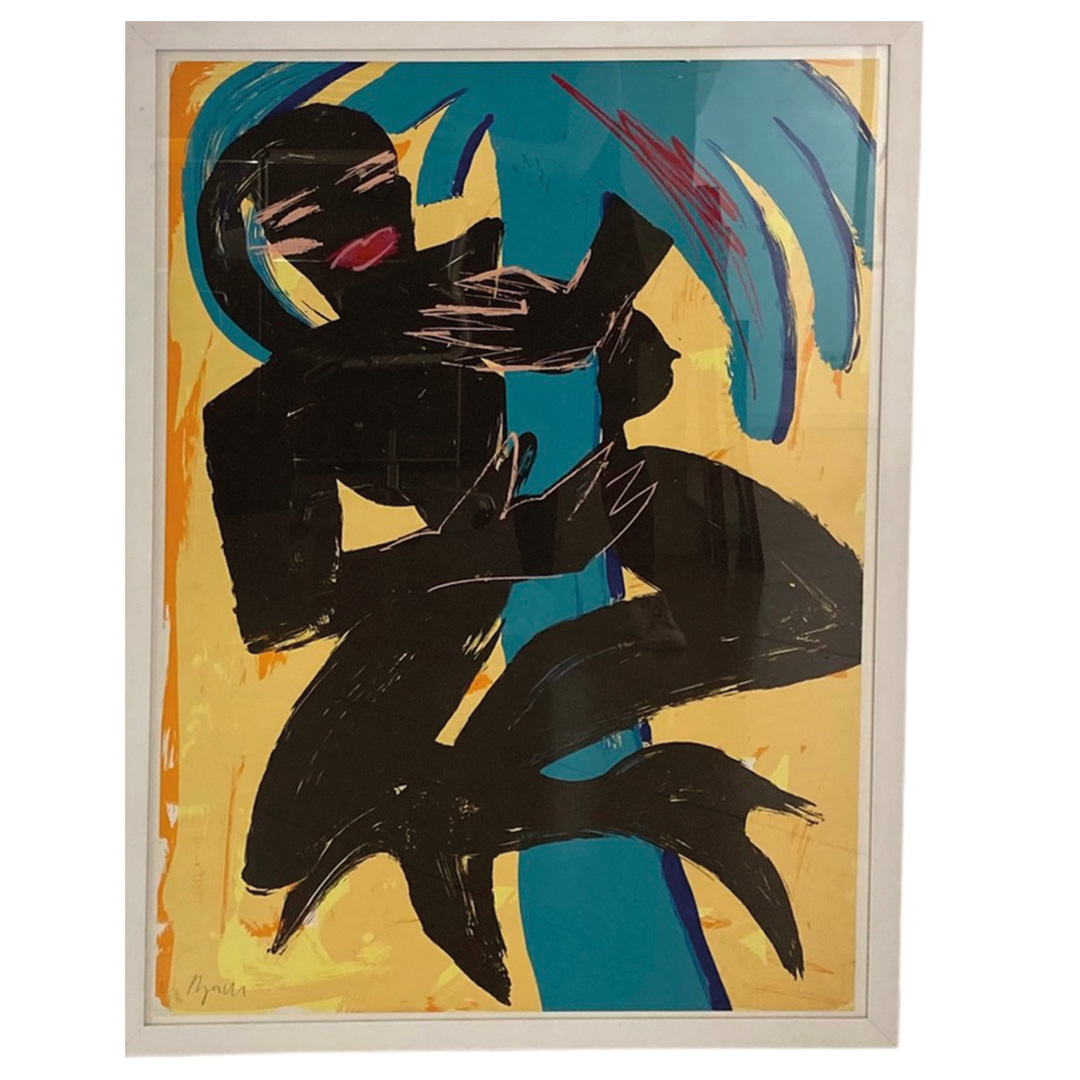 ELVIRA BACH Ohne Titel, Palme türkis|Grafik|109x79cm ELVIRA BACH - Ohne Titel - Image 1