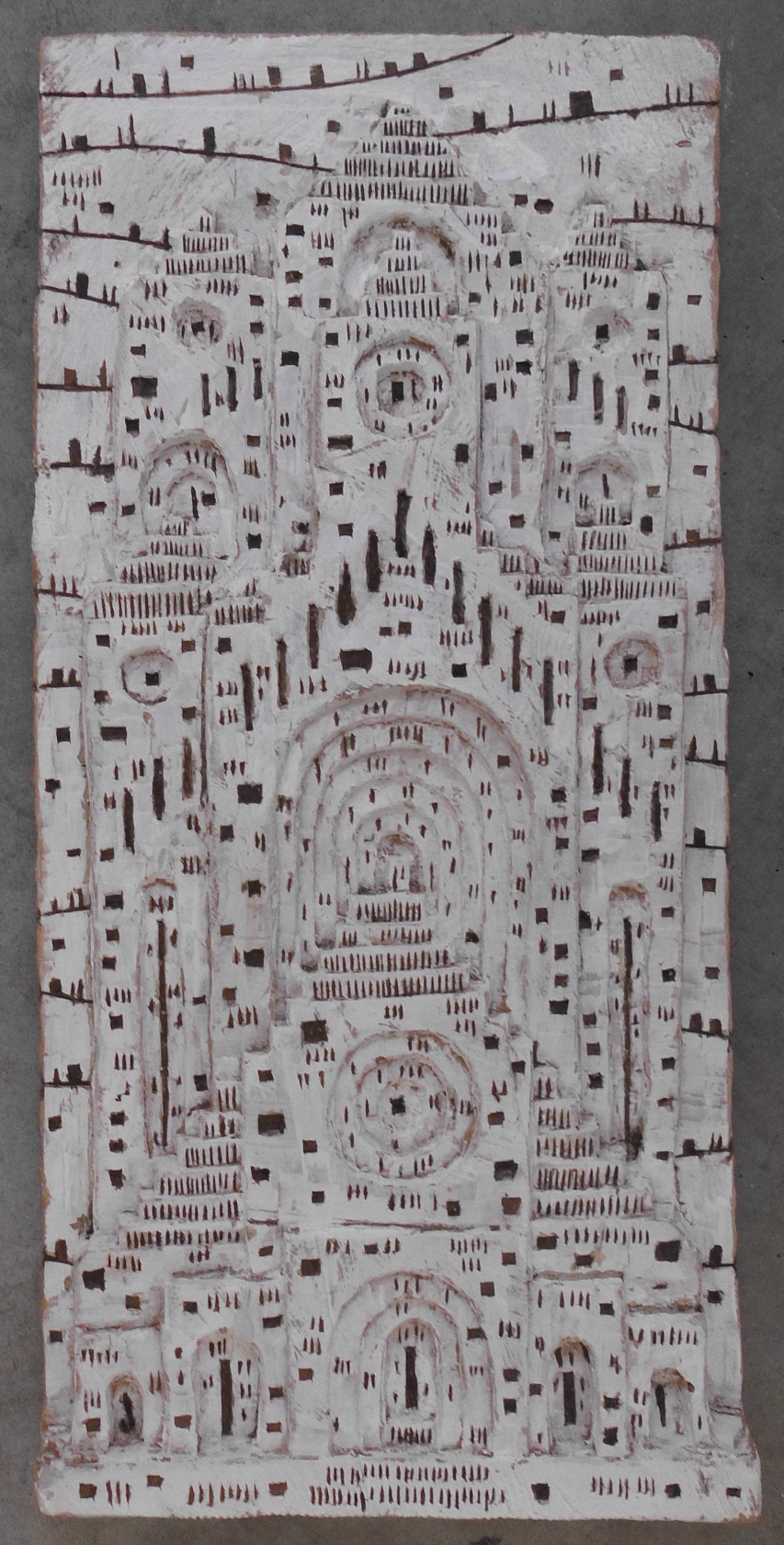 KLAUS HACK|Kleine Kathedrale|2018|Relief,Rotbuche,weiß |51x24x4cm KLAUS HACK - Kleine Kathedrale - Image 1