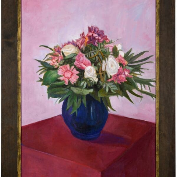 ART COMPASS - Gudrun Bruene - Blumen vor rotem Grund - copyright by artatberlin.com-min