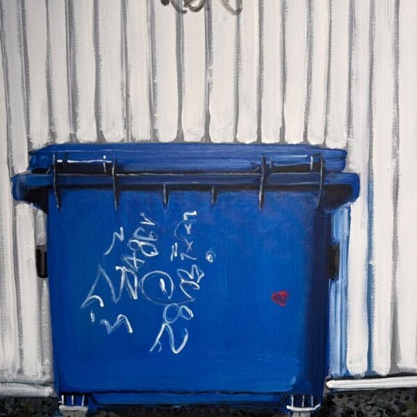 ART COMPASS - Jonas Hoedicke - Blaue Muelltonne - 80 x 65 cm
