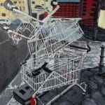 ART COMPASS - Jonas Hoedicke - Einkaufswagenturm - 2025 -- 100 x 80 cm