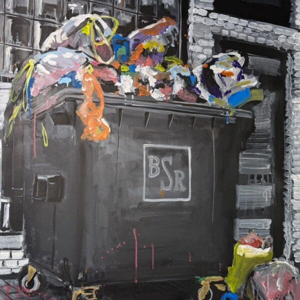 ART COMPASS - Jonas Hoedicke - Tonne mit buntem Muell - 100 x 80 cm